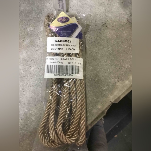 Wrights &reg; Allison 26" Twisted Tieback Taupe pack of 6 - Picture 3 of 3